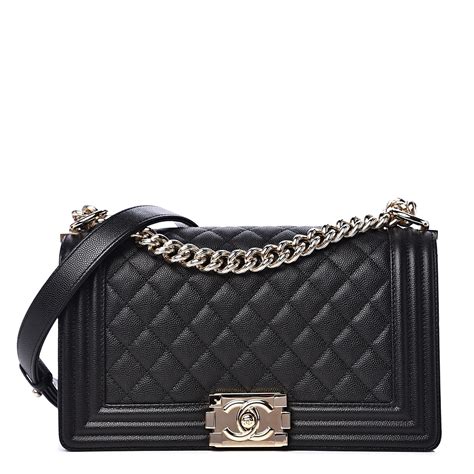 chanel quilted caviar leather shoulder bag|CHANEL Boy Flap Medium Caviar Quilted Leather Shoulder Bag .